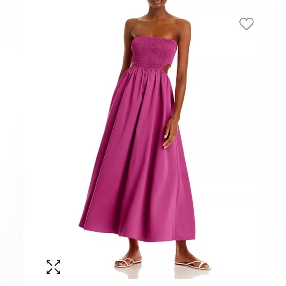 Fore Elegant Pink Strapless Smocked Cutout Maxi Dress